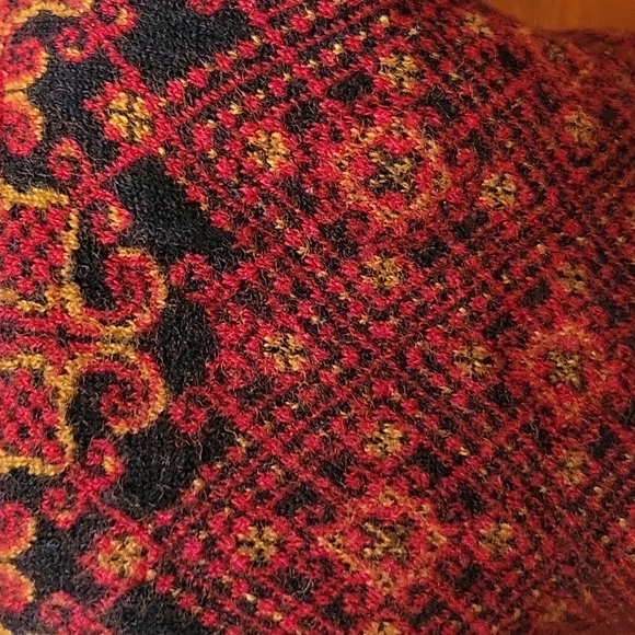 Vintage Vals Norsk Strikkedesign red/black/gold Pure New Wool Cardigan Sweater - Picture 7 of 11
